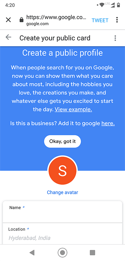 Google peoples cards