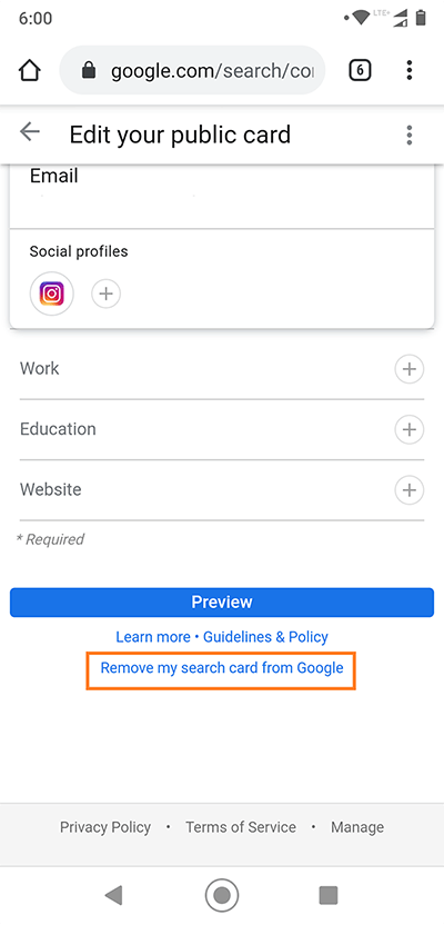 Remove People card