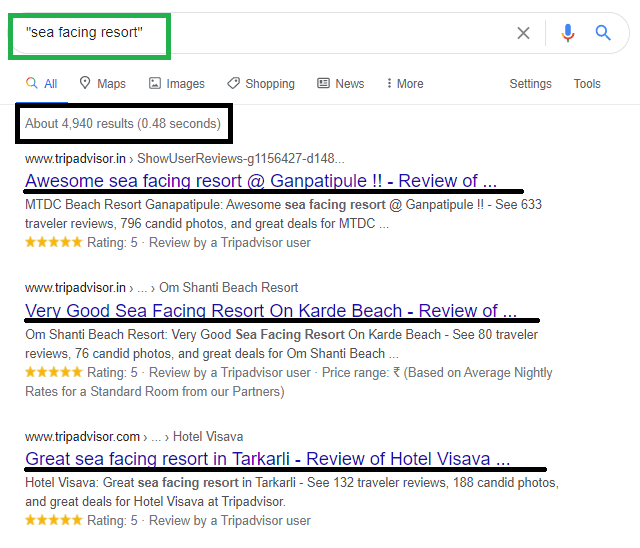 Using Quotation Marks for EXACT SEARCH RESULTS